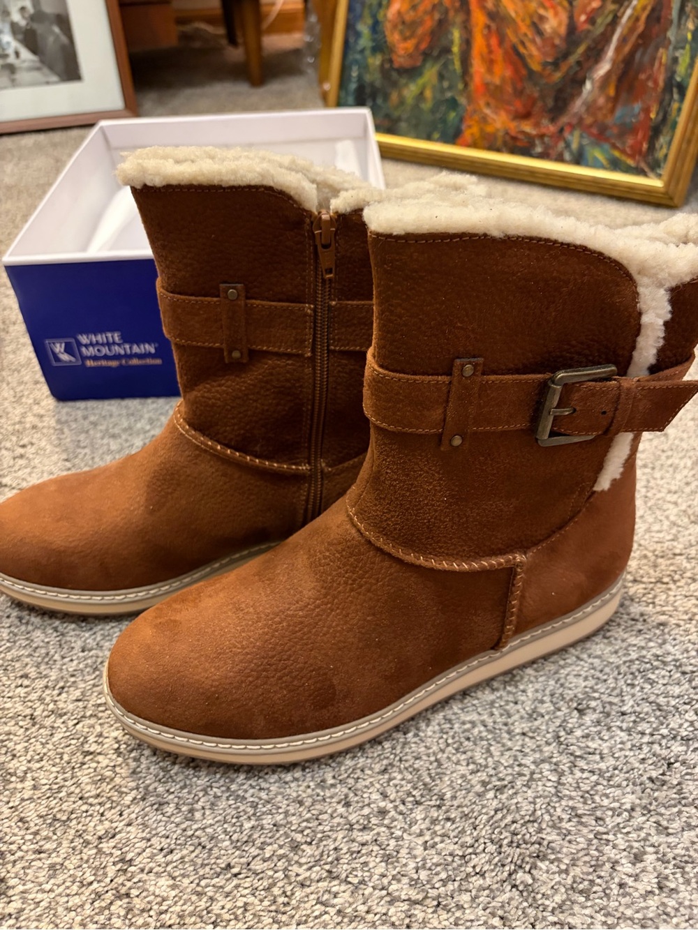 Women’s White Mountain Faux-Fur Lined Winter Boots - Brown/Chesnut Size 9.5 - Picture 2 of 6